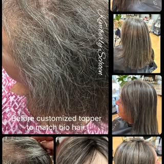 Wanting extra coverage? This topper started out light grey, I added low lites to match bio hair.  Ma