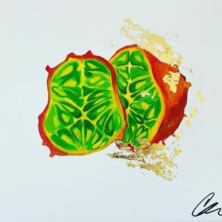 The Sexy Kiwano- horned melon - oil/acrylic