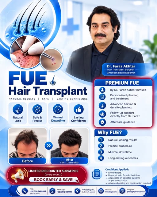 Restore your hair and reclaim your confidence with Premium FUE Hair Transplant performed directly by