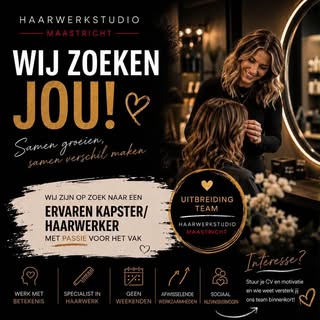 🖤✨ WIJ ZOEKEN JOU ✨🖤

Ben jij een ervaren kapster/haarwerker met passie voor het vak, oog voor det