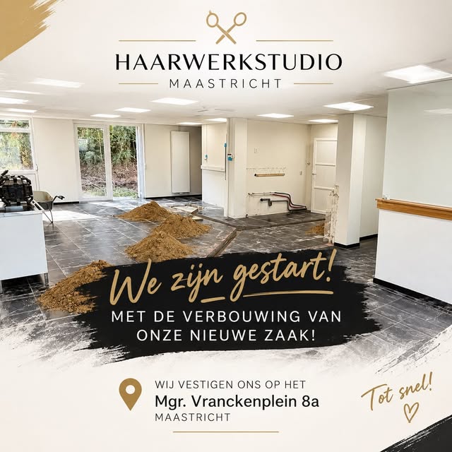 ✨ We zijn gestart! ✨

Achter de schermen is er volop beweging bij Haarwerkstudio Maastricht! 🔨✨
De 