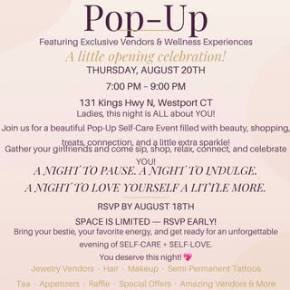 DM to RSVP! Come join us! Space is limited. #fairfieldcountyct #medspa #selfcareisntselfish #latina