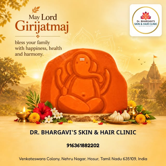 Celebrate Ganpati 2026 with Lord Girijamaj's blessings at DR. BHARGAVI'S SKIN & HAIR CLINIC, your tr