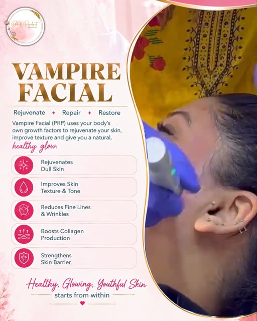 ✨ Vampire Facial (PRP) ✨

Reveal fresher, smoother & glowing skin with Vampire Facial. It helps boos