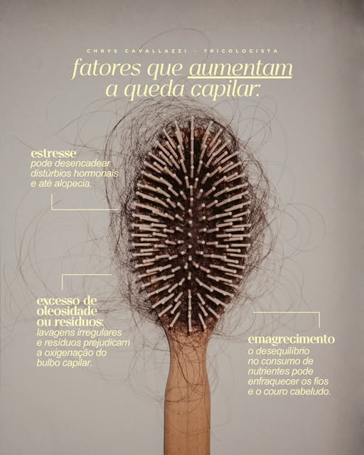 A queda capilar pode estar relacionada a diferentes fatores, como estresse, alterações nutricionais 