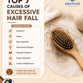 7 Common Causes of Excessive Hair Fall 🚨

Are you noticing more hair on your comb, pillow, or showe