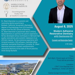 🦷 Join us for a hands-on evening of dental innovation!

MSI-Irvine invites you to a Continuing Educ