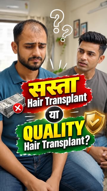 💰 Hair Transplant सिर्फ कम कीमत देखकर करवाना सही फैसला नहीं है!
₹20,000–₹30,000 बचाने के चक्कर में 