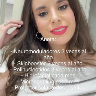 Anota:
- Neuromoduladores 2 veces al año
- Skinbooster 2 veces al año
- Polinucleotidos 3 veces al a
