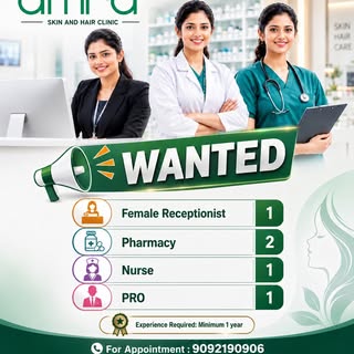 We're Hiring! Join the Amra Skin & Hair Clinic Family!!

Are you passionate about healthcare and loo