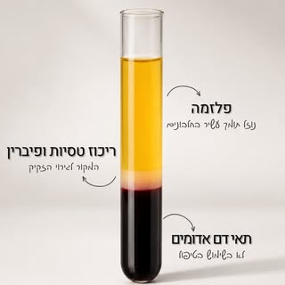 ככה נראה טיפול IPRF מקרוב ✨
המבחנה מתחלקת לשכבות, והשכבה הזהובה שלמעלה היא הבסיס לטיפול - מרוכזת בדי