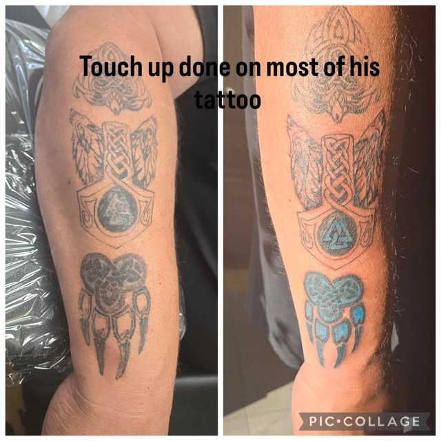 Sun Damage 
This tattoo has had its problems from a strong shower head that opened the skin and some