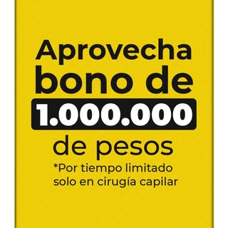 ¡Recupera tu pelo y tu imagen! Aprovecha un espectacular bono de UN MILLÓN DE PESOS en tu trasplante