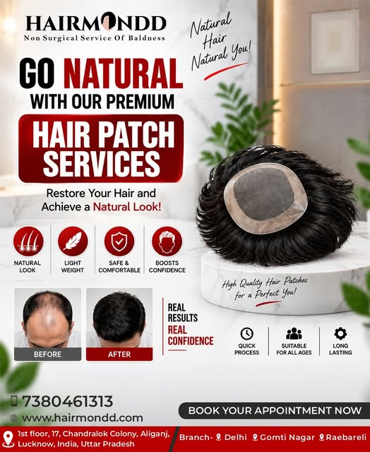 Restore your confidence and achieve a completely natural look with our premium non-surgical hair pat