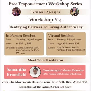 Greetings Family!✨🌟 **Join Us for BT2U Sisters Rising!** 🌟

We’re excited to present **Workshop #4