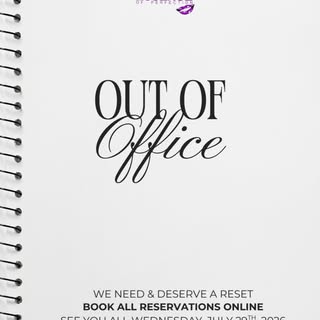 We're 𝓞𝓾𝓽 𝓸𝓯 𝓽𝓱𝓮 𝓞𝓯𝓯𝓲𝓬𝓮... 

All calls, text & emails will be returned Wednesday, July