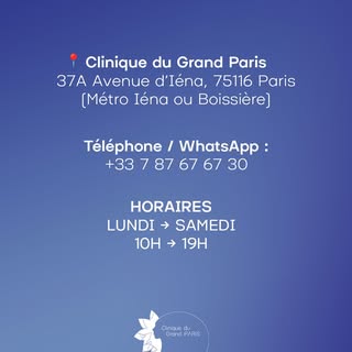 La Clinique du Grand Paris vous accueille du lundi au samedi, de 10h à 19h.
 Notre équipe est à votr