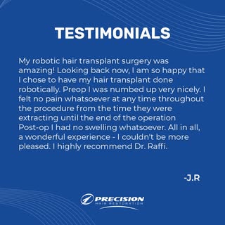 "TESTIMONIAL TUESDAY: 'My robotic hair transplant surgery was amazing!' -Josh R.

Thousands of patie