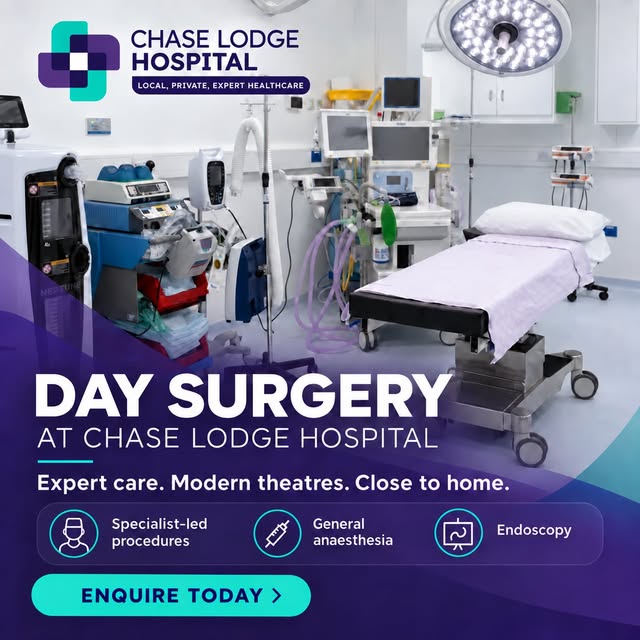 Expert surgical care, close to home.

Our brand new Day Surgery Unit at Chase Lodge Hospital provide