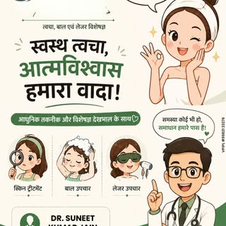 ✨ स्वस्थ त्वचा, आत्मविश्वास हमारा वादा! 💚
त्वचा, बाल एवं लेजर के लिए विशेषज्ञ देखभाल। 👩‍⚕️✨

📍 R.