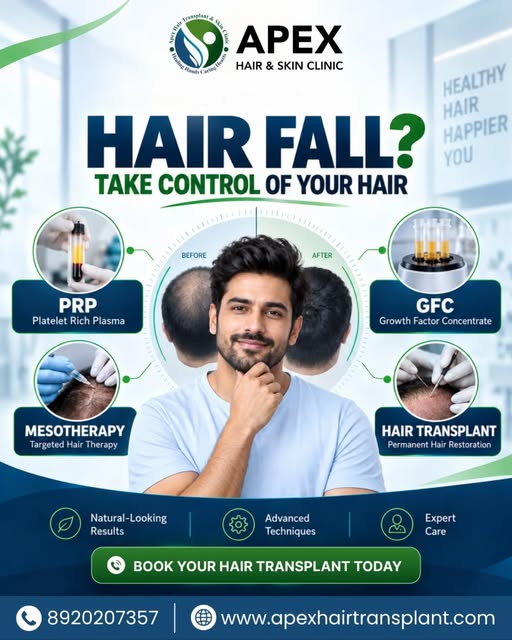 Struggling with hair fall? 
It’s time to take control of your hair! 💙🌿

From PRP & GFC therapy to 