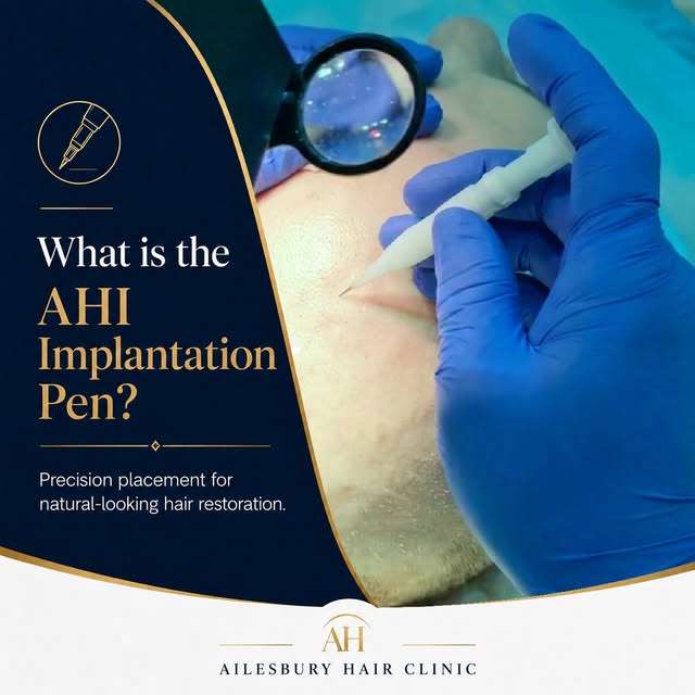 At Ailesbury Hair Clinic, we use the AHI implantation pen as part of our hair transplant technique.
