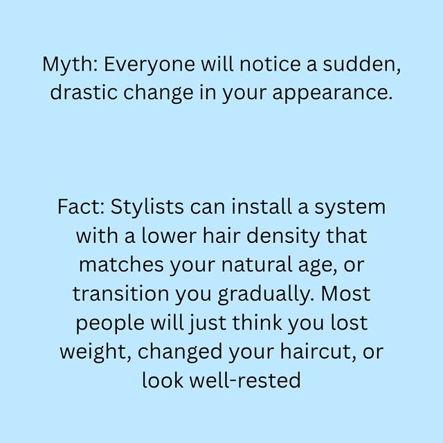 Here are some myths I here alot around hair systems. #hairsystems #hairsystemstylist #hairsystemform