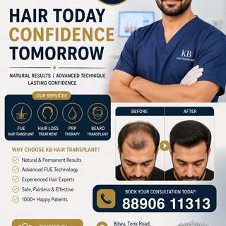 Har din girte baal aur badhti hairline se pareshan hain?

At KB Hair Transplant, we help you achieve