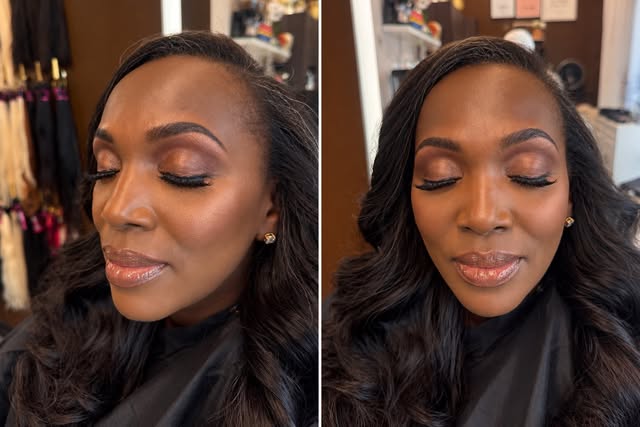 Warm bronzes, soft definition, glowing skin, and the perfect nude gloss for the Ball tonight. The go