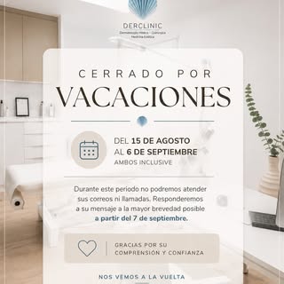 Nos tomamos unos días de descanso para volver con las pilas cargadas.

Derclinic permanecerá cerrado