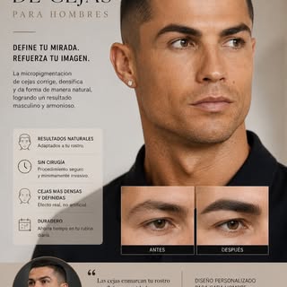 Las cejas también marcan la diferencia en un hombre.
Una buena micropigmentación no significa que se