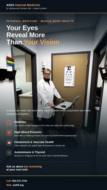 Most people think of an eye exam as a vision check. It’s actually one of the few places in medicine 