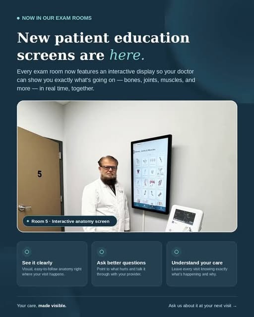 📣 Something new is happening in our exam rooms!
We’ve added interactive anatomy displays to help yo