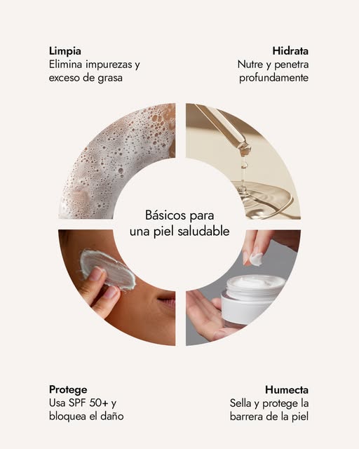 Una piel saludable no necesita mil productos, necesita los correctos 🧴

👉🏼Estos son los 4 pasos b