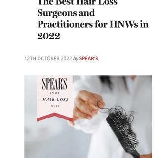 Delighted to be featured in @spearsmagazine best hair loss practitioners for 2022 #hairloss #hairsur