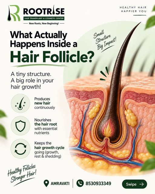 🧬 Ever wondered what happens inside a hair follicle?

Your hair follicle is a tiny but complex stru