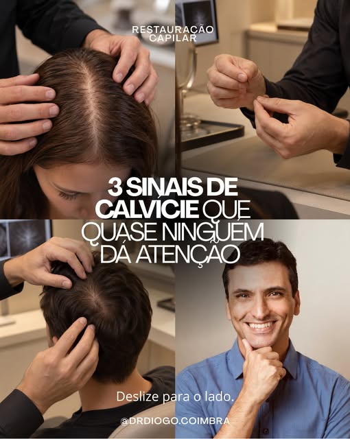 A calvície não aparece de uma hora para a outra. Antes de se tornar evidente, ela costuma dar sinais