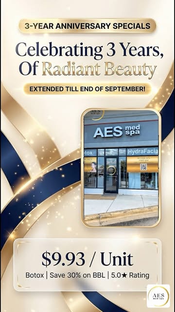 🎉 AES Med Spa Anniversary Specials — EXTENDED THROUGH SEPTEMBER! 🎉

You asked, and we listened! 🤍
