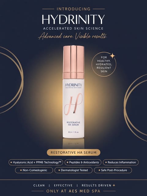 ✨ HYDRINITY IS NOW AT AES MED SPA ✨

We’re so excited to bring Hydrinity Accelerated Skin Science to