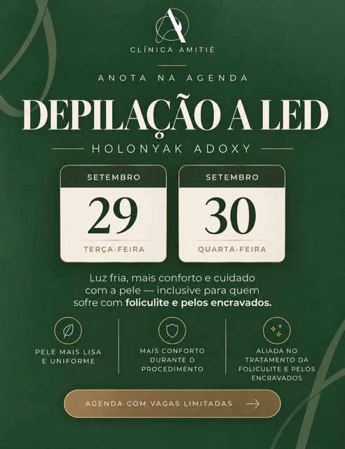 Sua pele merece esse cuidado!

A Depilação a LED Holonyak Adoxy chegou para unir tecnologia, confort