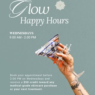Last call is closer than you think 🍸 - Only 2 more weeks of Glow Happy Hours. Book before 2PM any W