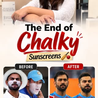 Remember when cricketers used to wear those thick, white, chalky sunscreens on the field? 🏏👻
Well,