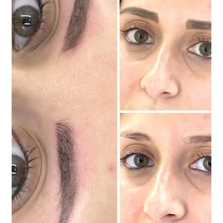Foto 2 – PRIMA
✨Prima del trattamento 
Sopracciglia diradate e asimmetriche, con linee poco definite