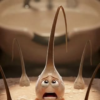 Trapped. Terrified. Hanging by a thread.

Meet the Desperate Hair Root — the tiny hero at the base o