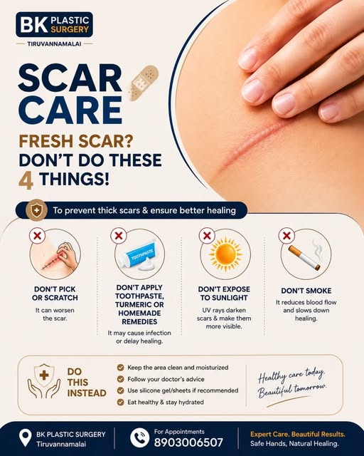 🩹 Fresh Scar? Avoid These 4 Mistakes!
Proper scar care can support better healing and appearance. D