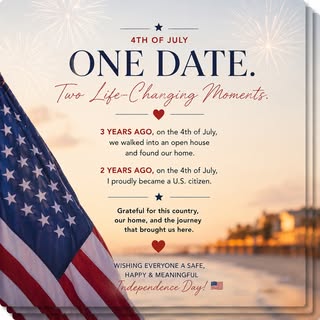 Happy 4th of July! 🇺🇸❤️

This date has become incredibly special to me.

Three years ago, on the 4
