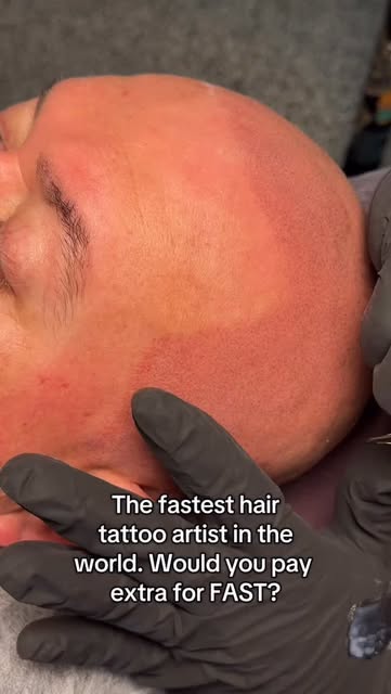 The fastest hair tattoo artist in the world.
Would you pay extra for FAST?
Sike!!!!
A hair tattoo is