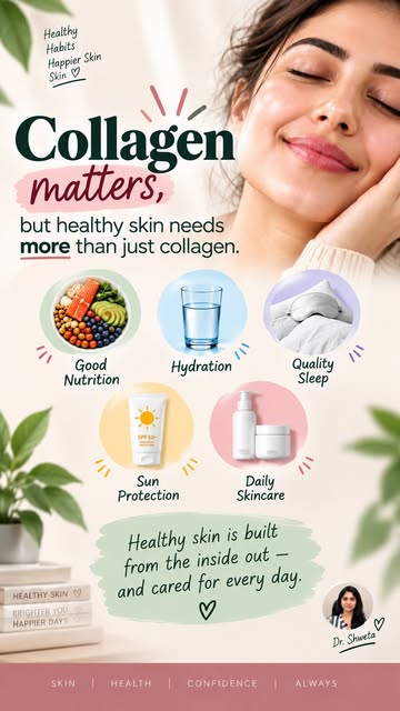 Collagen matters — but healthy skin needs more than just collagen. ✨

Good nutrition, enough hydrati