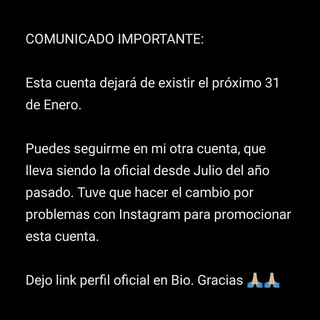 COMUNICADO IMPORTANTE:

Esta cuenta dejará de existir el próximo 31 de Enero. 

Puedes seguirme en m