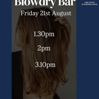 Availability for the Blowdry and Makeup Bar for Friday the 21st and Saturday the 22nd August 💙💎

‼